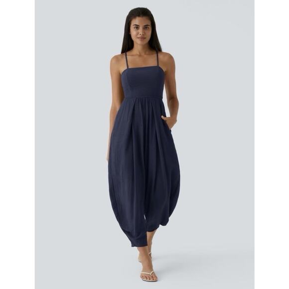 Halara Navy Blue Cropped Jumpsuit Womens Size XL NWT - Picture 2 of 10